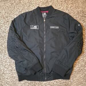 LURKING CLASS Men’s Black Streetwear Bomber Jacket Red Lining Size Medium